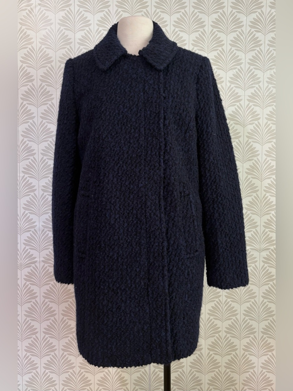 Cole Haan Navy Textured Pea Coat
